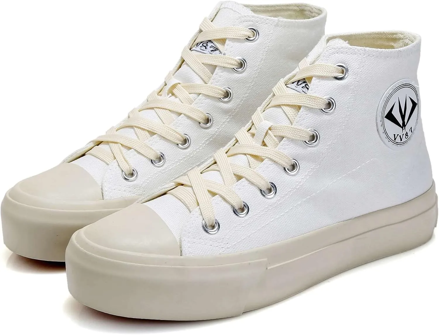 VV87 Unisex's High Top Classic Comfort Canvas Sneakers Stylish Lightweight Casual Walking Shoes