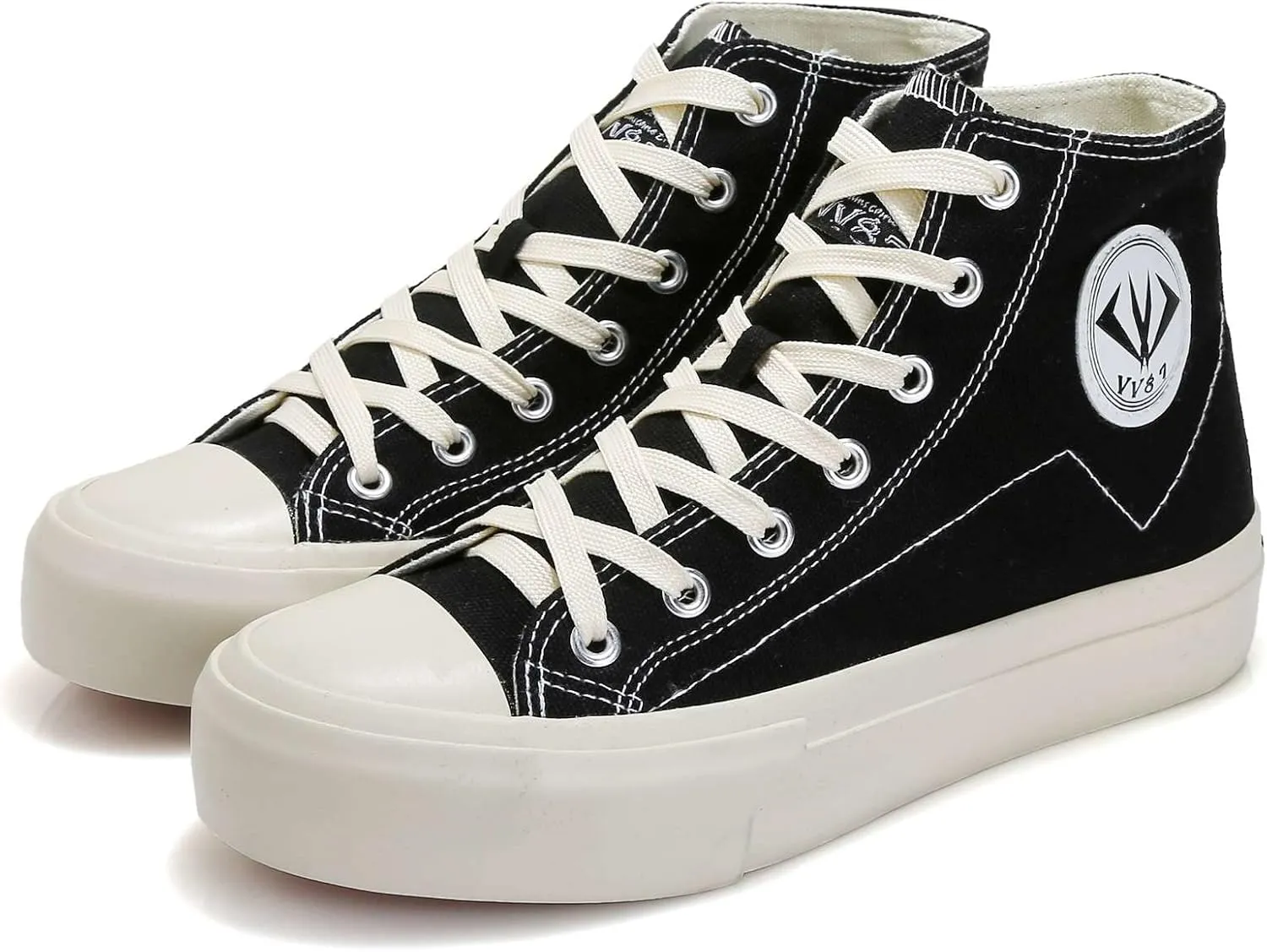 VV87 Unisex's High Top Classic Comfort Canvas Sneakers Stylish Lightweight Casual Walking Shoes