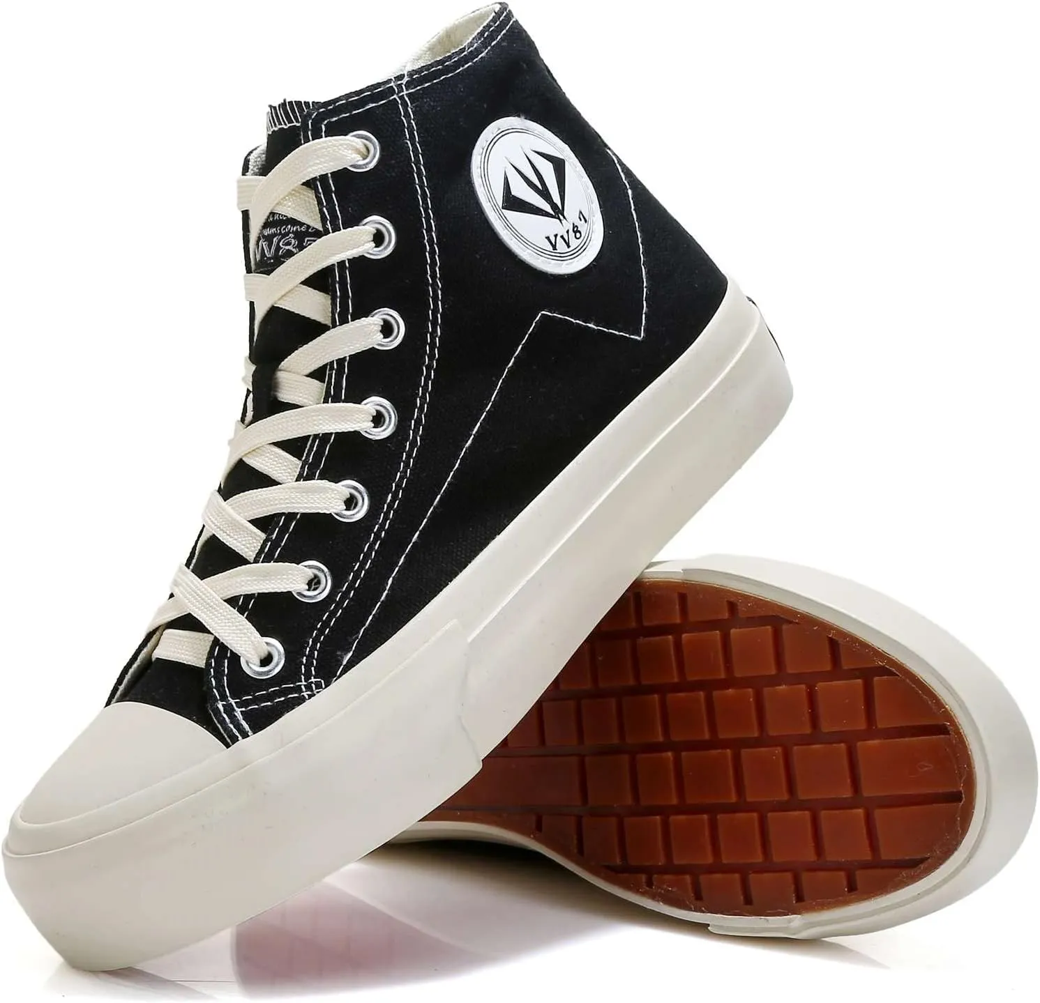 VV87 Unisex's High Top Classic Comfort Canvas Sneakers Stylish Lightweight Casual Walking Shoes
