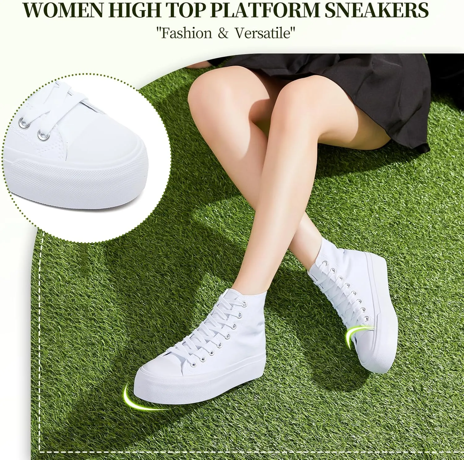 Waluzs Platform Sneakers for Women Womens Fashion High Top Sneakers Women's Canvas Platform Shoes Casual Lace Up Tennis Shoes