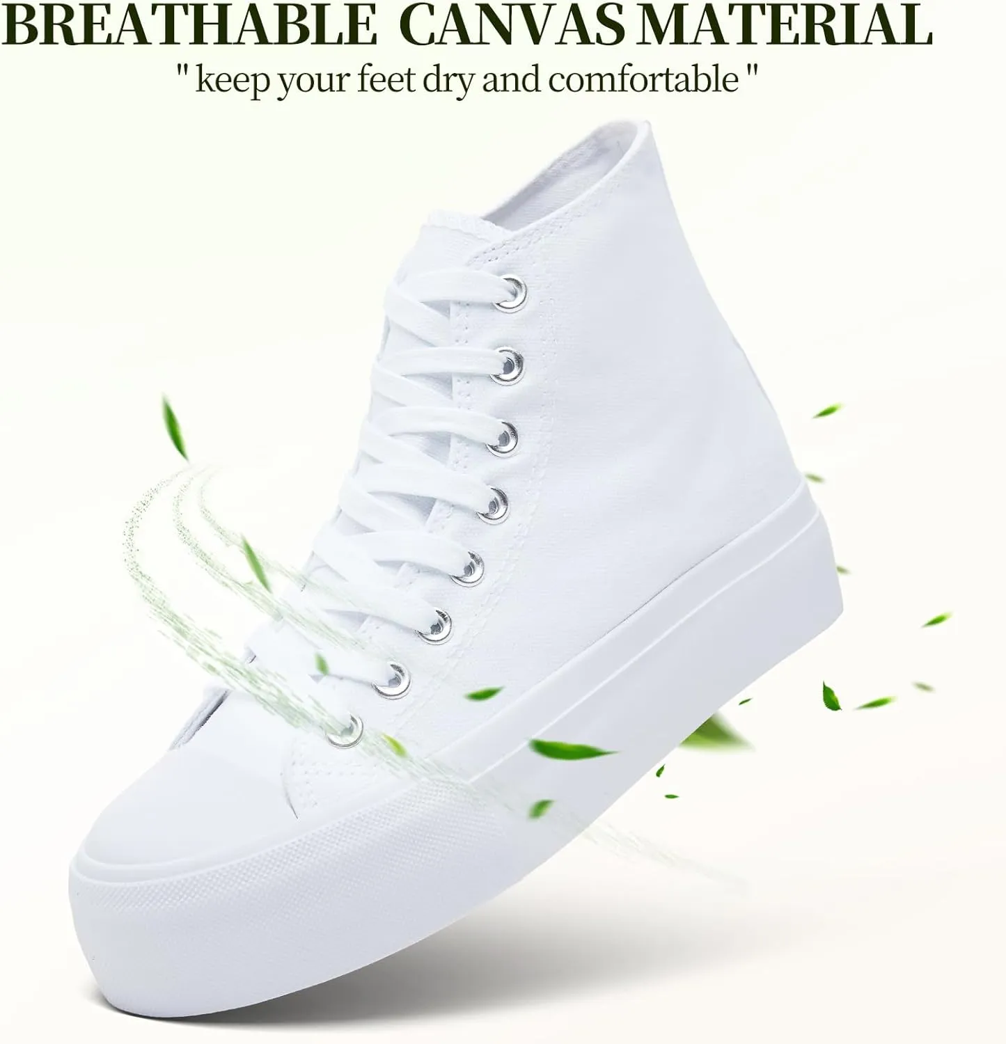 Waluzs Platform Sneakers for Women Womens Fashion High Top Sneakers Women's Canvas Platform Shoes Casual Lace Up Tennis Shoes