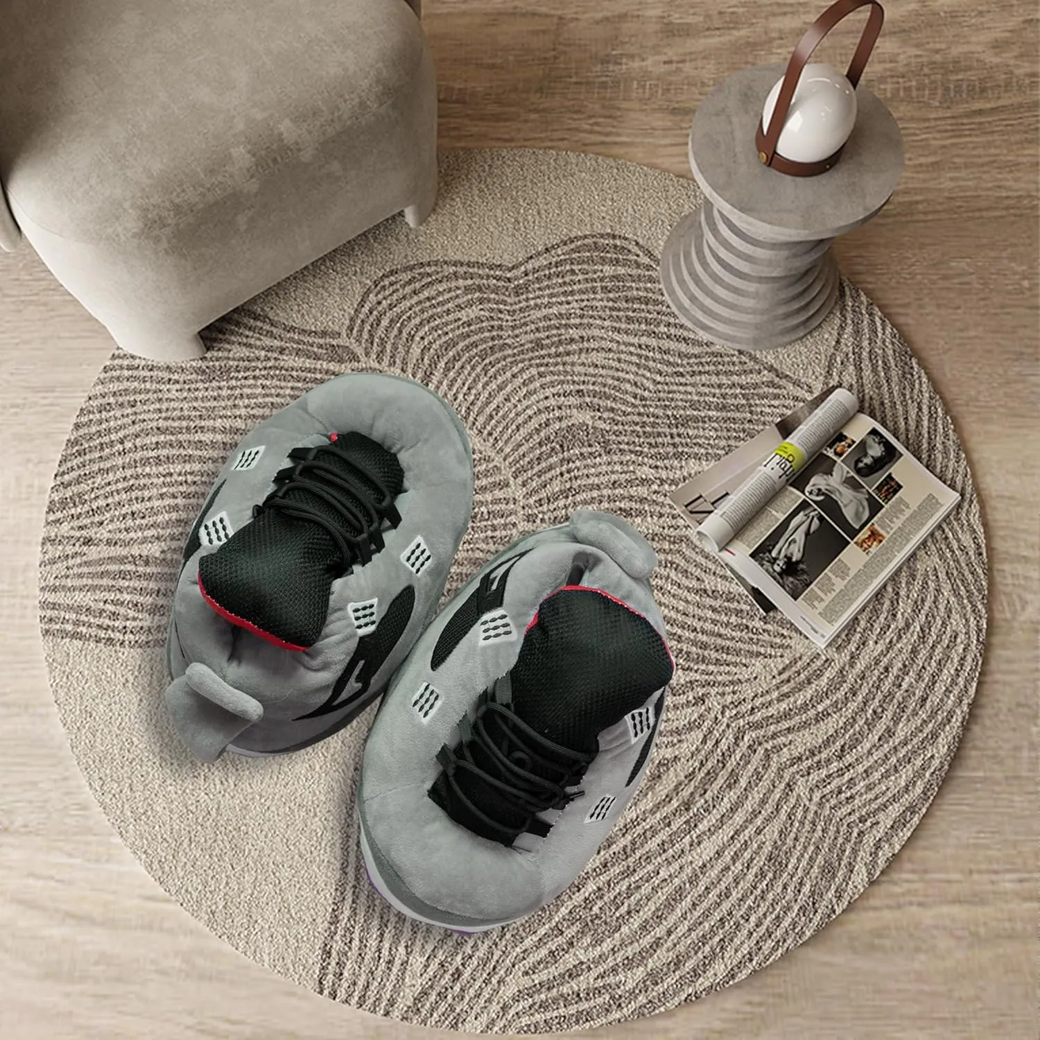 Warm Plush Sneaker Slippers, Trendy Anti-Slip Furry Soft House Shoes Fluffy Unisex Comfy Home Slides One Size Fits Most Indoor Outdoor