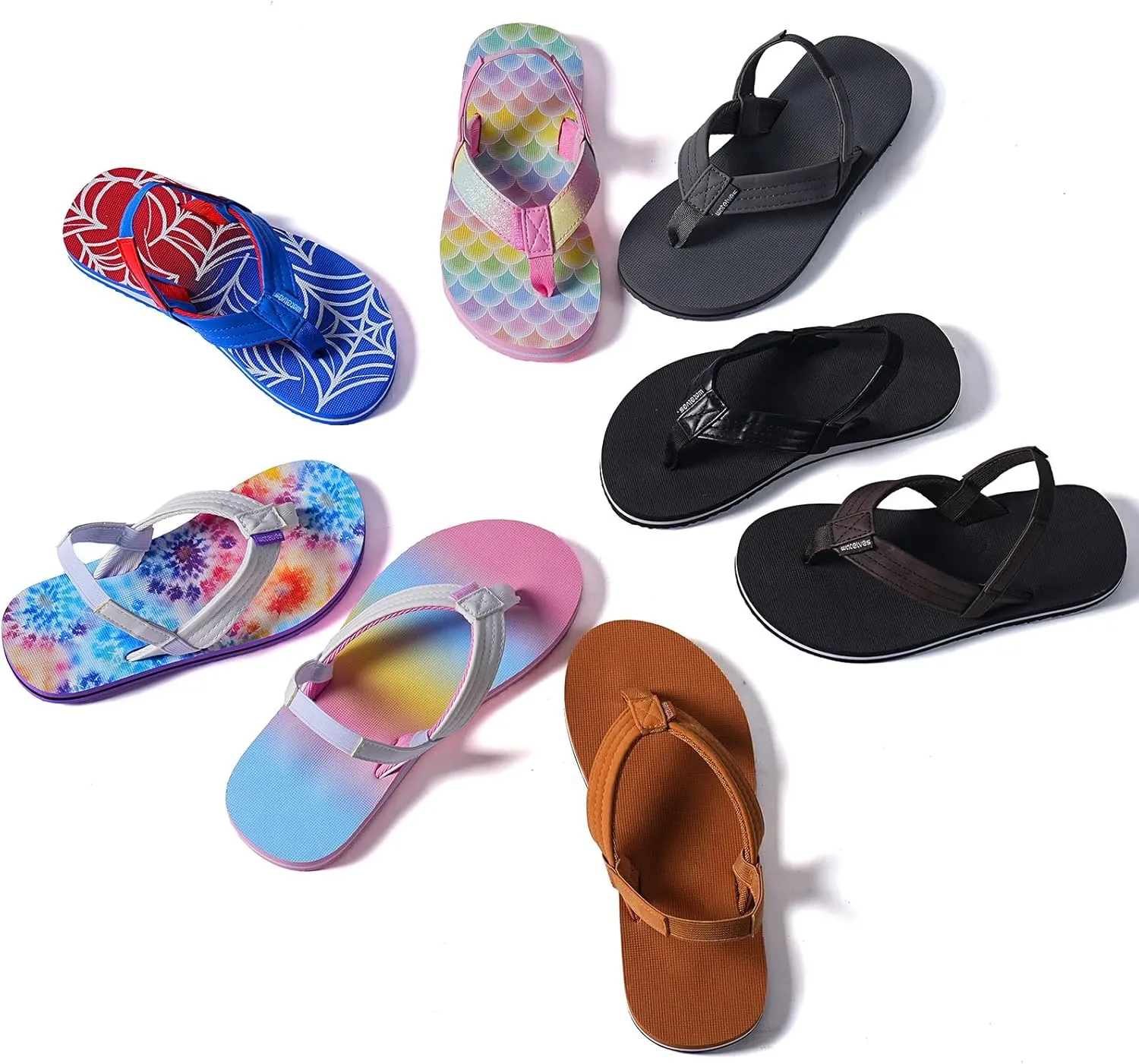 WateLves Girls & Boys Kids Flip Flop summer Slide Sandals Slip on Suitable for Bath Shower Beach pool (Little Kid/Big Kid)