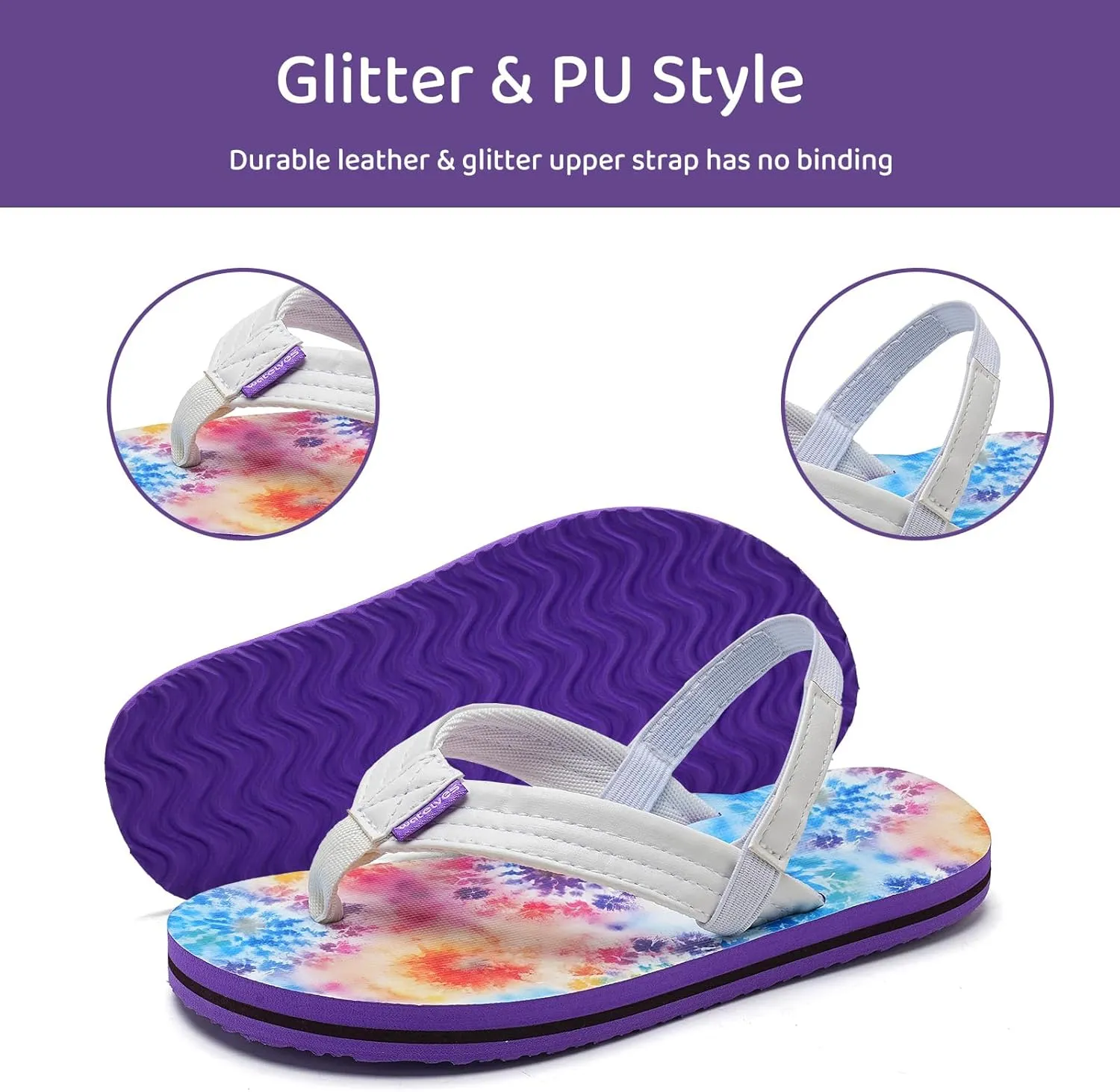 WateLves Girls & Boys Kids Flip Flop summer Slide Sandals Slip on Suitable for Bath Shower Beach pool (Little Kid/Big Kid)