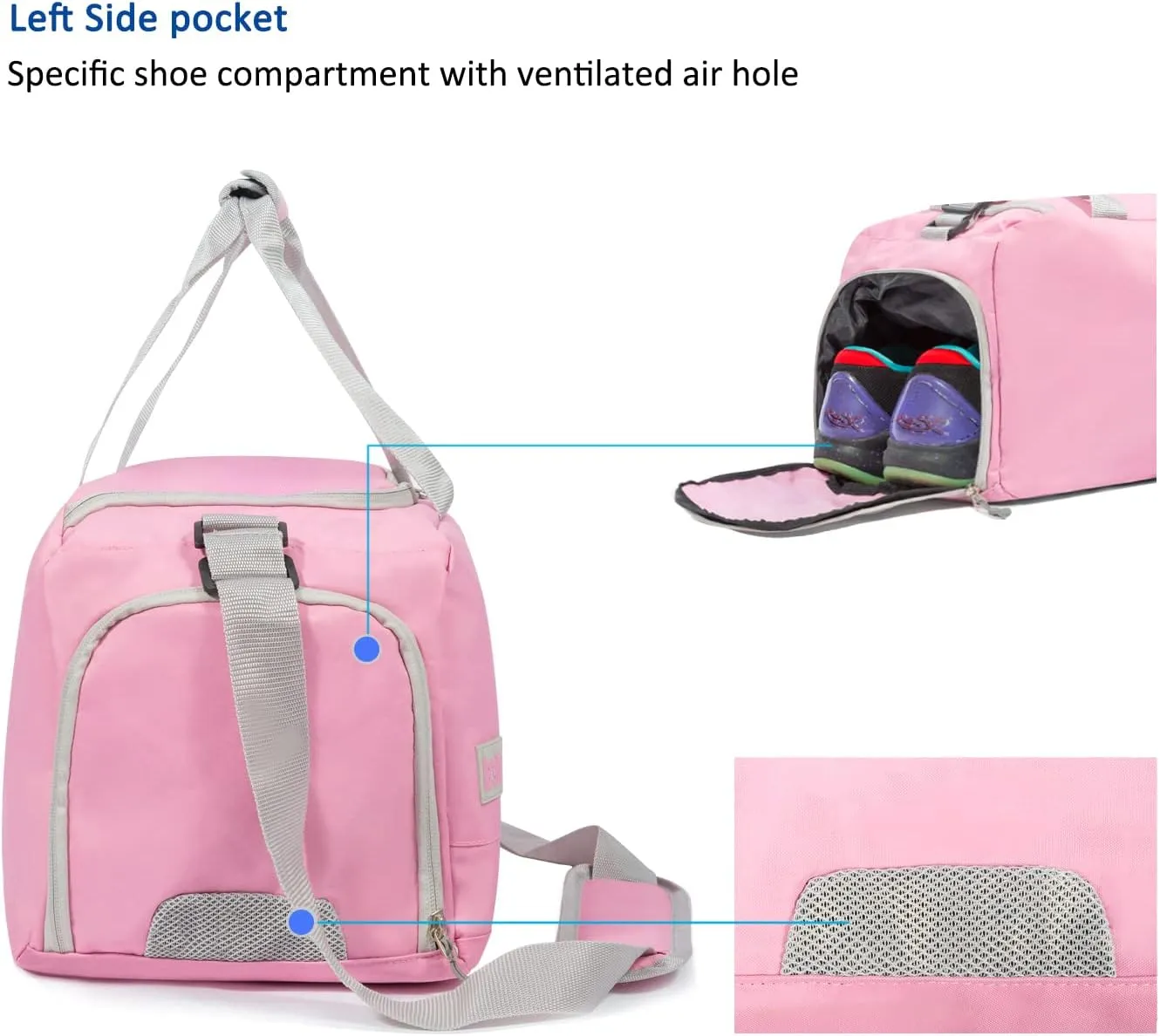 Water Resistant Sports Gym Travel Weekender Duffel Bag with Shoe Compartment
