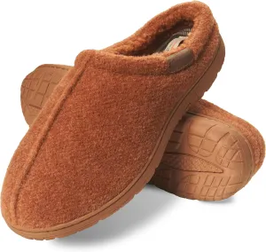 Weatherproof Vintage Men's Felt Slippers, Warm Lightweight Wool Slippers with Memory Foam, Cozy and Perfect for Working from Home