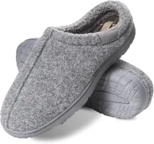 Weatherproof Vintage Men's Felt Slippers, Warm Lightweight Wool Slippers with Memory Foam, Cozy and Perfect for Working from Home
