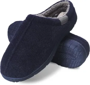 Weatherproof Vintage Men's Felt Slippers, Warm Lightweight Wool Slippers with Memory Foam, Cozy and Perfect for Working from Home