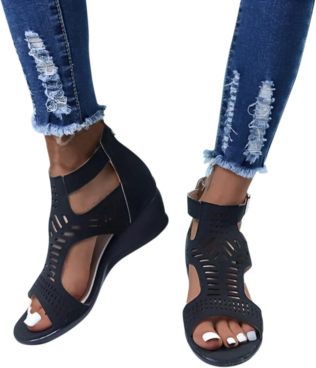 Wedge 2024 Heeled Sandals Cute Wedge Sandals Spring Open Toe Trendy Casual Comfort Summer Cover Heel Dressy Cutout