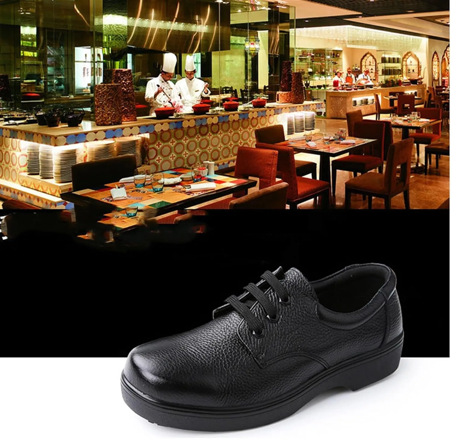 Wide Chef Shoes Men's, Men Fashion Slip Resistant Waterproof Chef Kitchen Kitchen Shoes, Comfortable Breathable Slip-On Garden Work Clog, for Kitchen, Restaurant, Garden