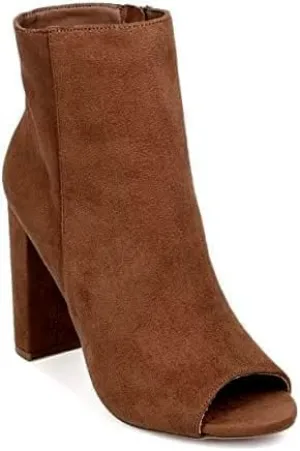 Wild Diva Morris-03 Women's Stylish Peep Toe Slouch Ankle Boots Chunky Stacked Heels Bootie