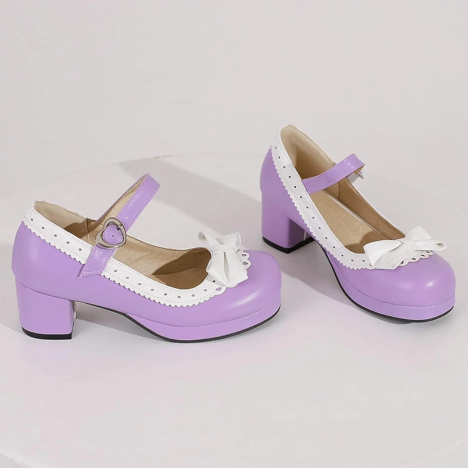 Women Bow Mary Jane Shoes Kawaii Pumps Platform Chunky Heeled Vintage Pumps Elegant Lolita Dress Shoes
