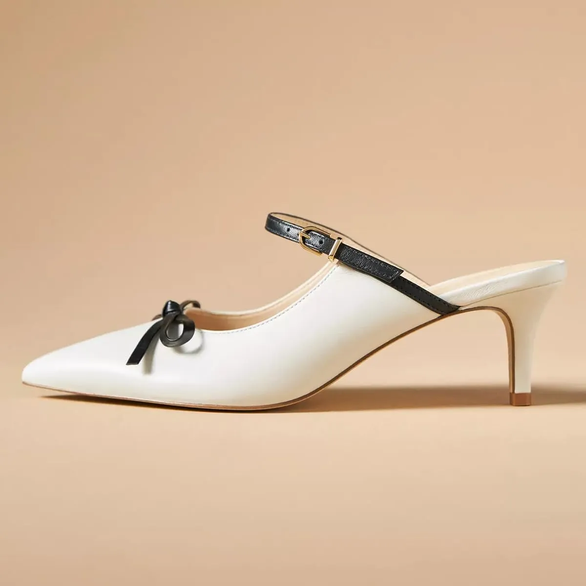 Women Bowknot Pointed Toe Slip On Mules Kitten Low Heel Ladies Stylish Summer Dress Shoes Size 4-16 US
