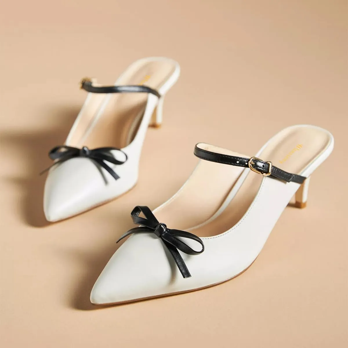 Women Bowknot Pointed Toe Slip On Mules Kitten Low Heel Ladies Stylish Summer Dress Shoes Size 4-16 US