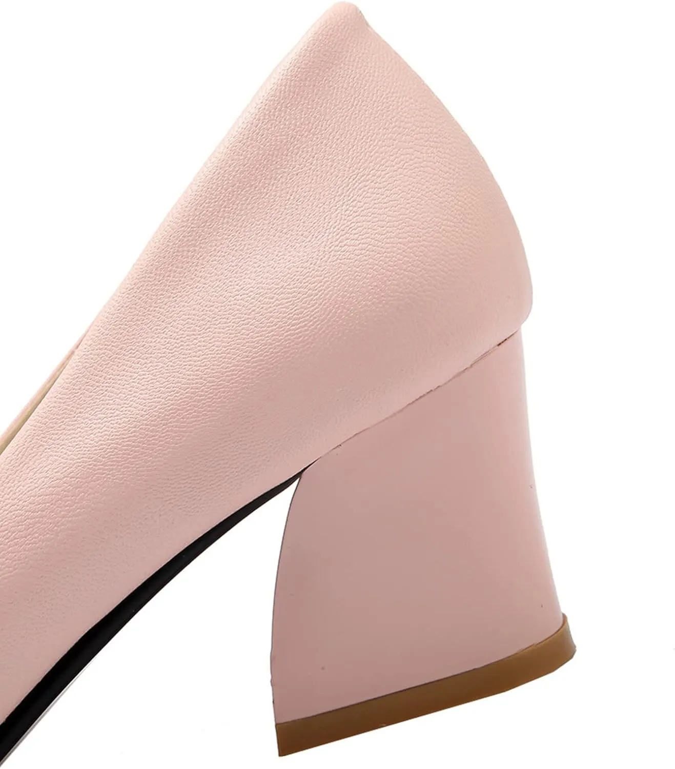 Women Chunky Mid Heel Pumps Pearl Bow Stylish Crystal Pointed Toe Comfy Slip-on Dress Office Shoes