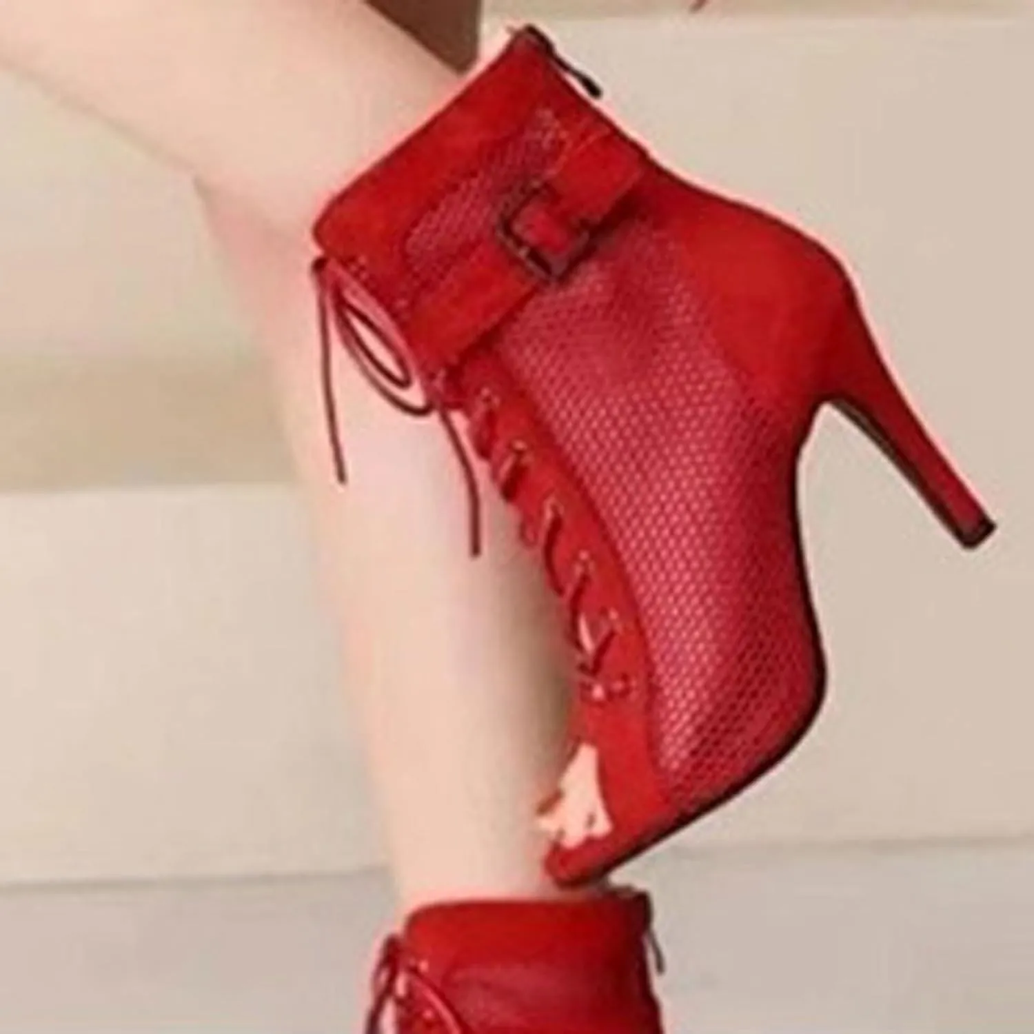 Women Classic Gladiator Sandals Summer Lace up Booties Ladies Dressy Elegant Breathable Mesh High Heeled Sandals