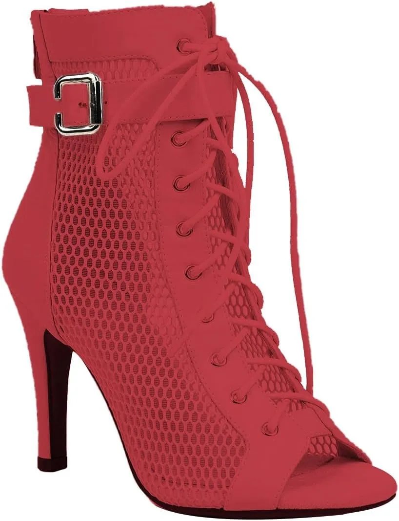 Women Classic Gladiator Sandals Summer Lace up Booties Ladies Dressy Elegant Breathable Mesh High Heeled Sandals