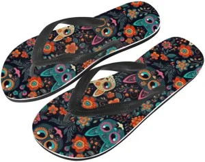 Women Geometry Flip Flop Sandal, Butterfly Sunflower Lightweight Thong Sandals Comfort Summer Beach Slippers