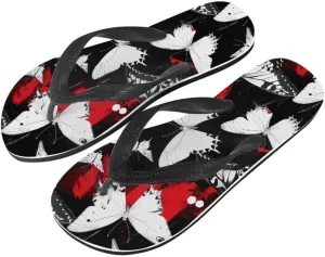 Women Geometry Flip Flop Sandal, Sunset Butterfly Hotel Travel Footwear Lotus Comfort Slippers Flip Flop Sandals