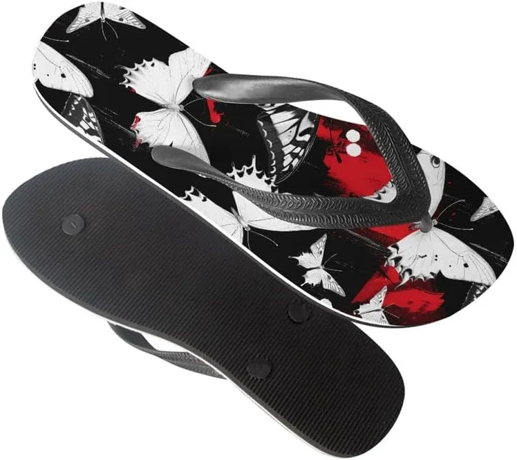 Women Geometry Flip Flop Sandal, Sunset Butterfly Hotel Travel Footwear Lotus Comfort Slippers Flip Flop Sandals