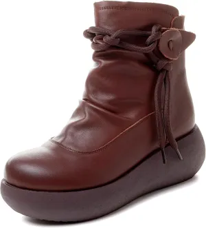 Women High Top Ankle Boots Platform Leather Boots for Women