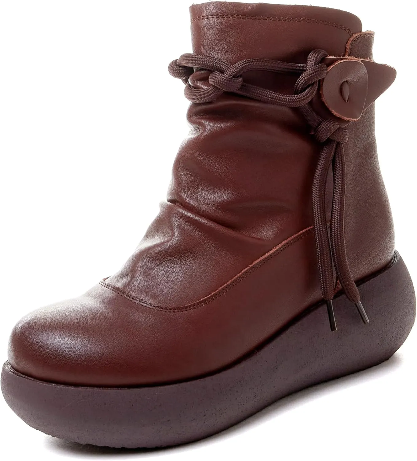Women High Top Ankle Boots Platform Leather Boots for Women