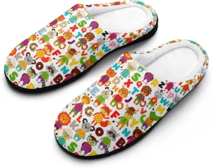 Women House Slippers Ladies Christmas Cotton Slippers Memory Foam Clog Slippers Non-Slip Warm Indoor Outdoor Shoes
