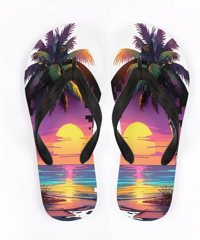 Women Retro Flip Flop Sandal Ginkgo Leaves Casual Thong Sandals Rose Feather Couple Beach Sandals Indoor or Outdoor