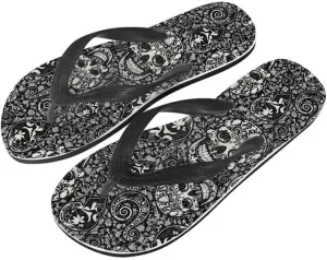 Women Retro Flip Flop Sandal Ginkgo Leaves Casual Thong Sandals Rose Feather Couple Beach Sandals Indoor or Outdoor