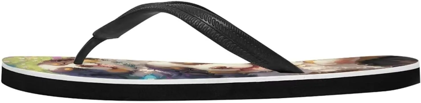 Women Tribal Flip Flop Sandal, Rose Soft Flip-Flop Slides Comfort Corgi Dog Pattern Fit Comfortable Ladies Slip