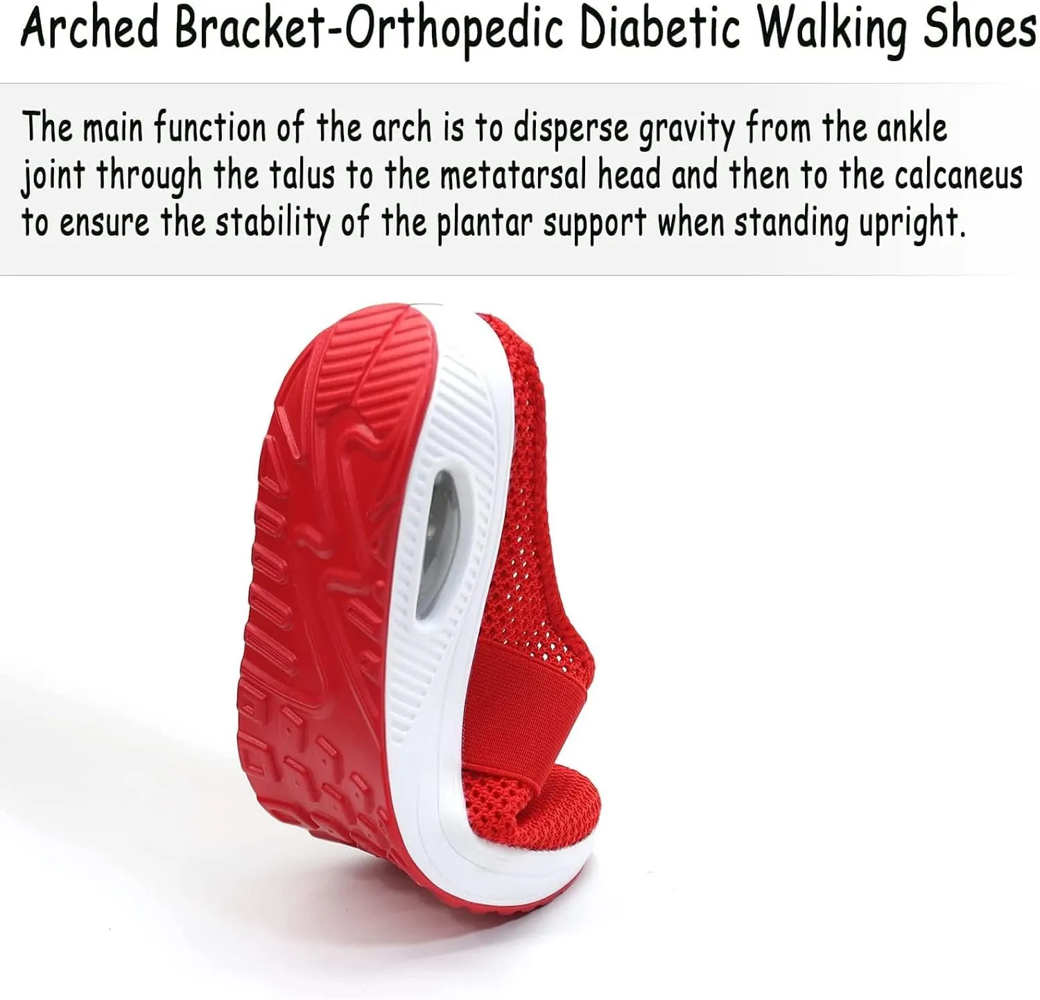 Womens Air Cushion Slip-On Orthopedic Diabetic Walking Shoes with Arch-Support Mesh Orthotic Comfortable Sneakers Slip-On Mule Open Back Breathable Lightweight Slippers