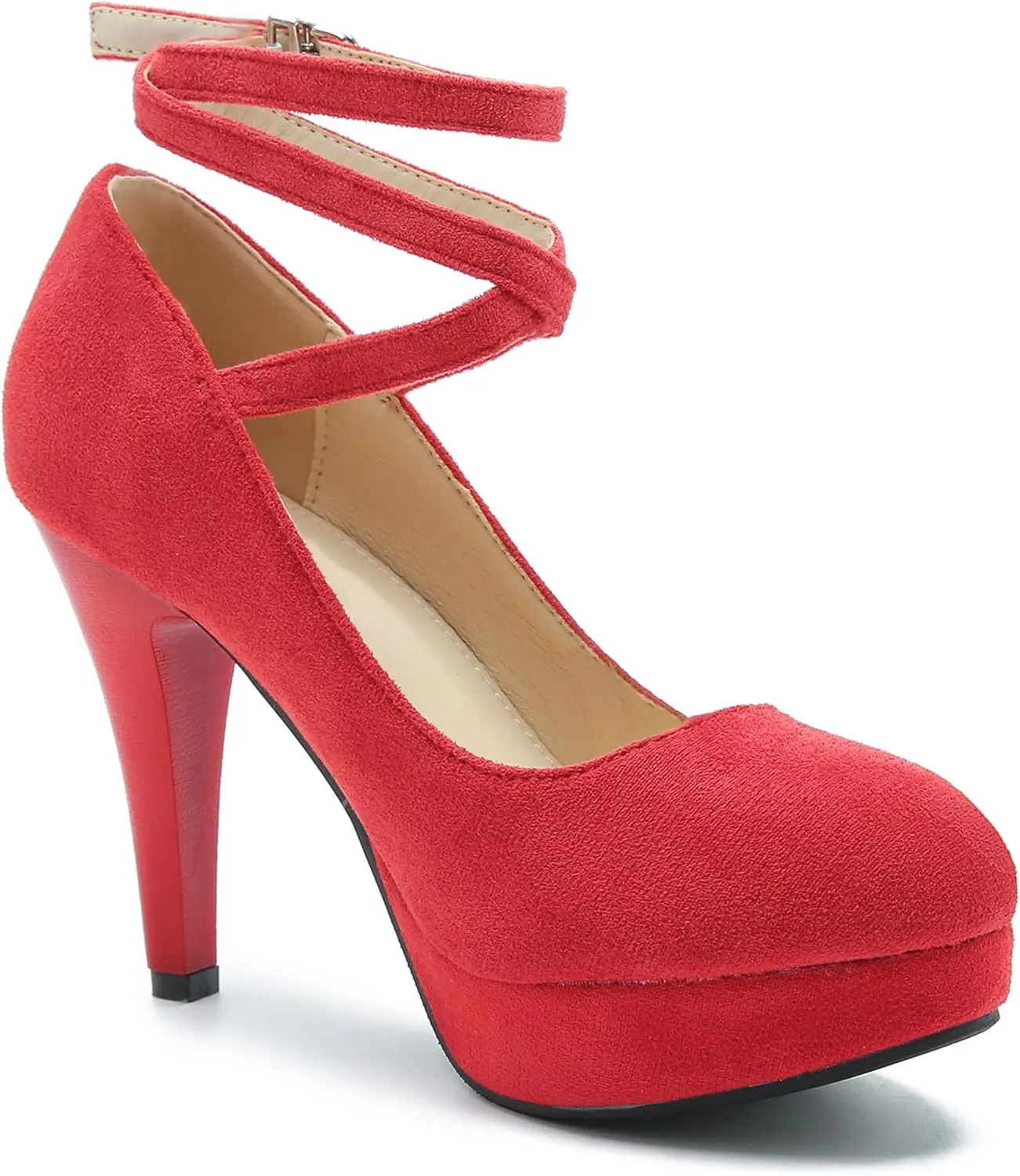 Women's Ankle Cross Strap Pumps Platform Stiletto Dress High Heel