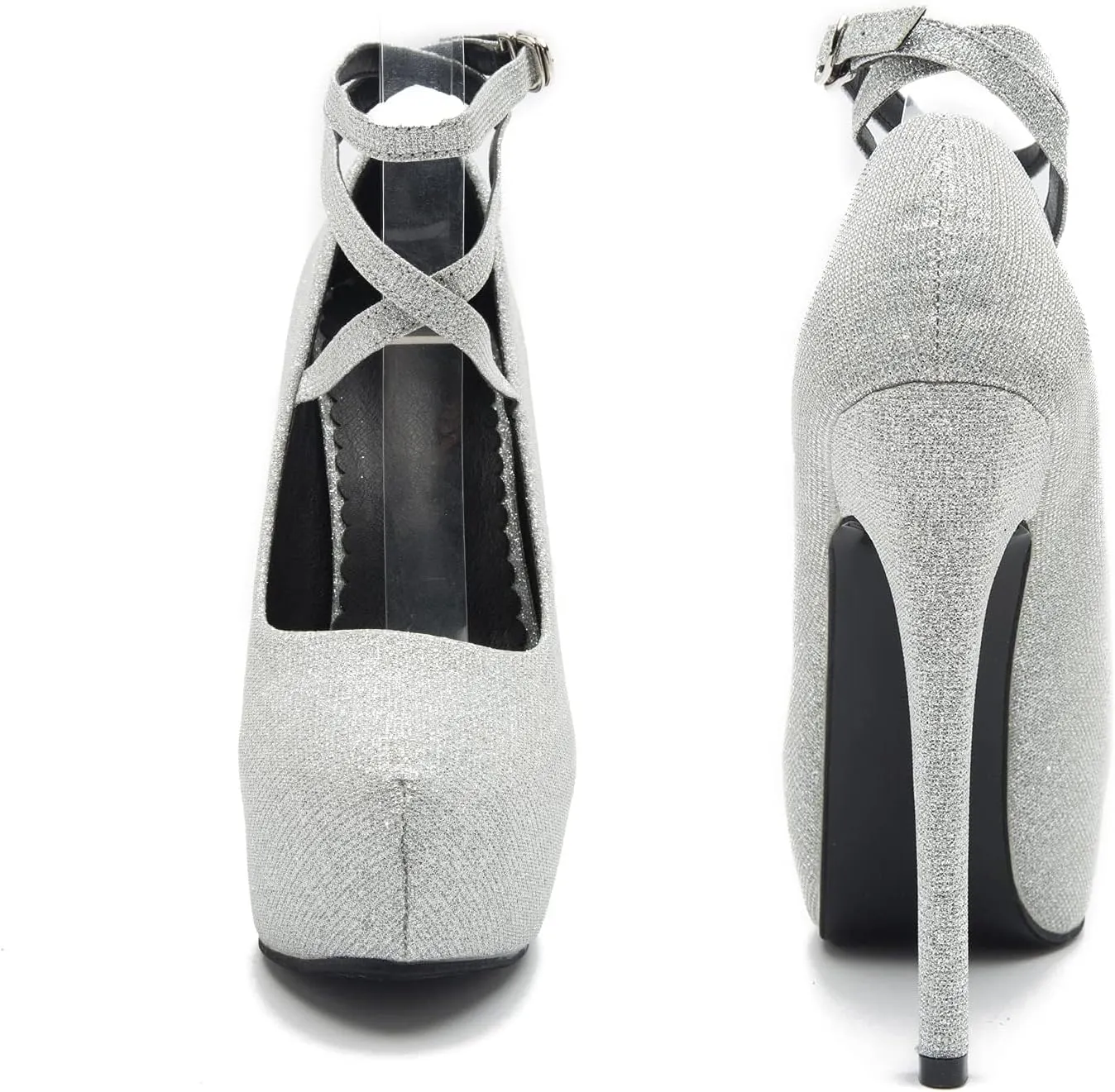 Women's Ankle Cross Strap Pumps Platform Stiletto Dress High Heel