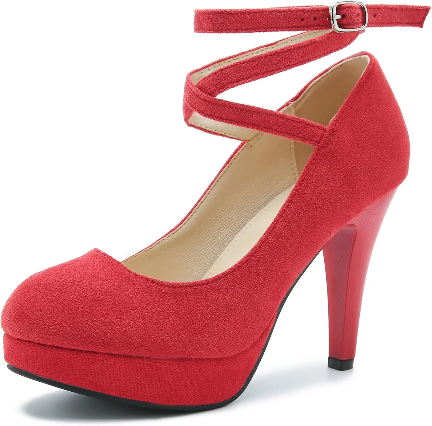 Women's Ankle Cross Strap Pumps Platform Stiletto Dress High Heel