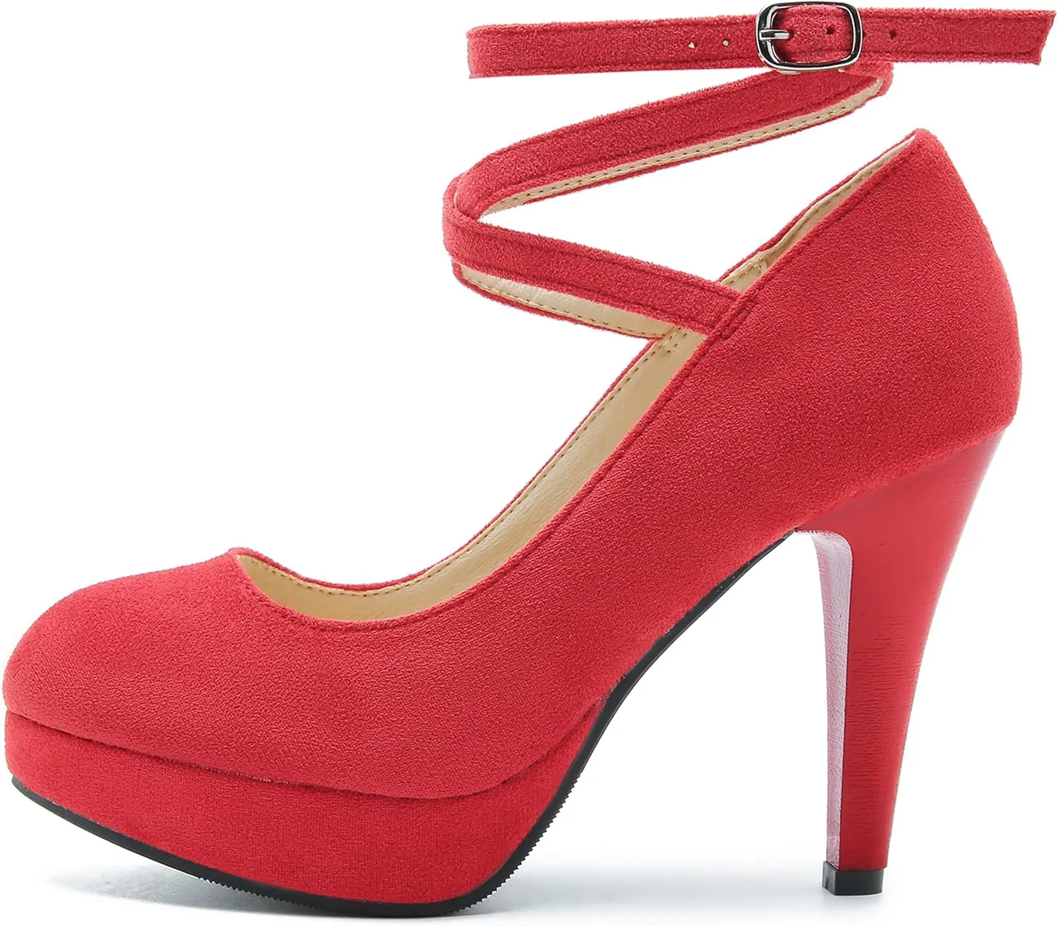Women's Ankle Cross Strap Pumps Platform Stiletto Dress High Heel
