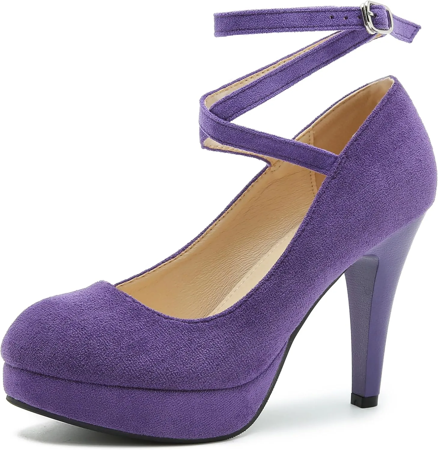 Women's Ankle Cross Strap Pumps Platform Stiletto Dress High Heel