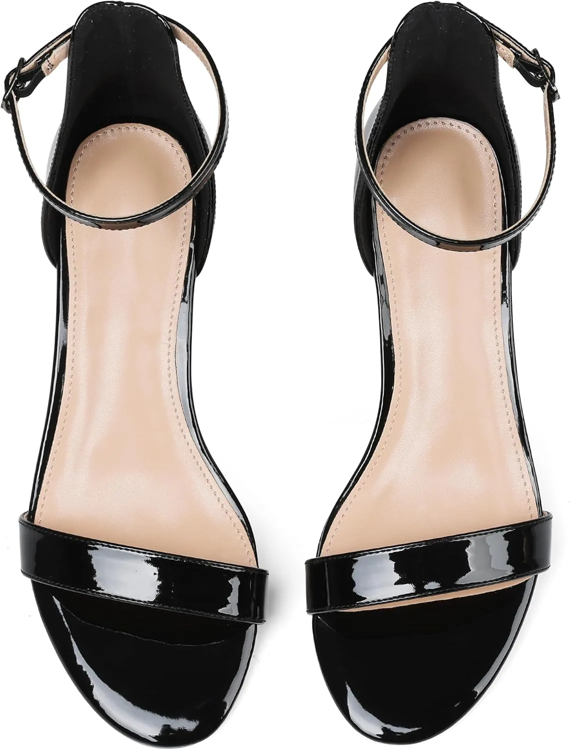 Women's Black Kitten Heels Low Heel Sandals Ankle Strap 1.5 Inch Summer Dress Shoes