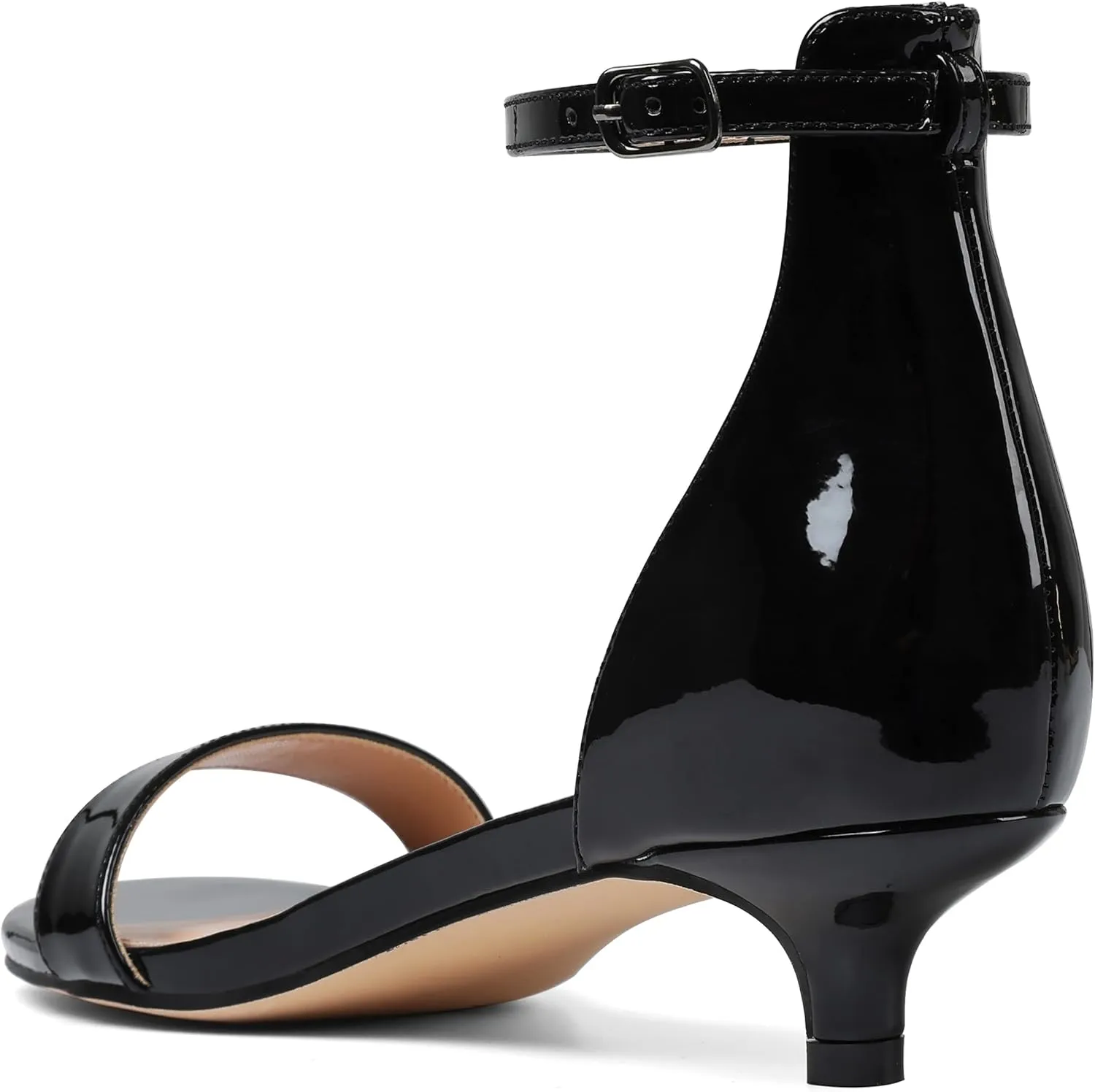 Women's Black Kitten Heels Low Heel Sandals Ankle Strap 1.5 Inch Summer Dress Shoes