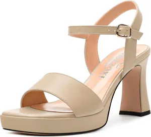Womens Block High Heel Platform Sandals, Open Toe Ankle Strap Comfort Sandals, Womens Dressy Sandals
