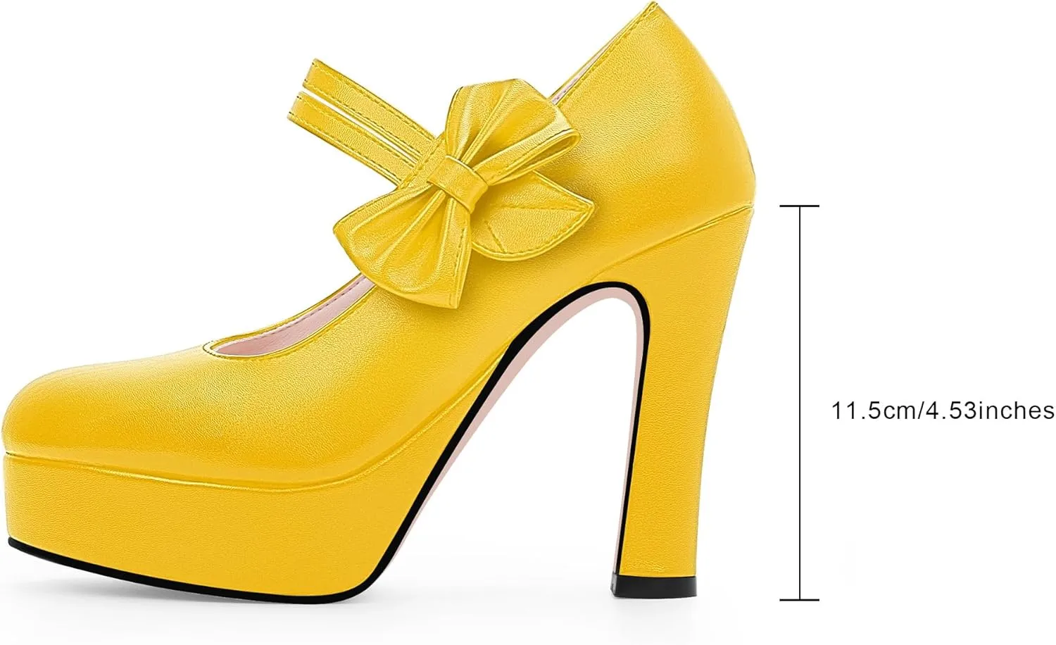 Women's Bow Plafrom High Heel Mary Janes Pumps Hook Loop Round Toe Dress Shoes