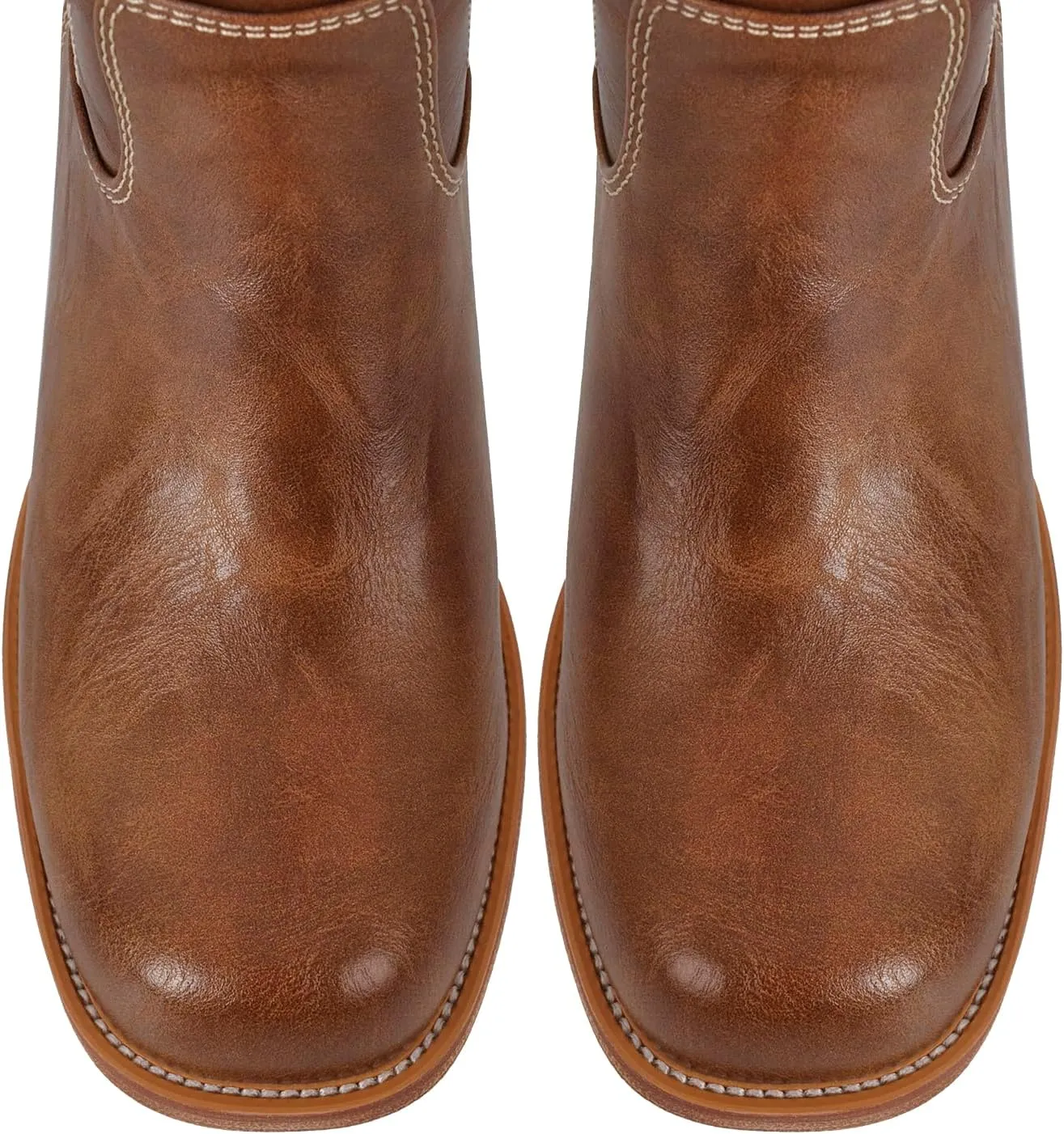 Women's Campus Boots Mid Calf Square Toe Comfortable Chunky Heel Boots with Hearts