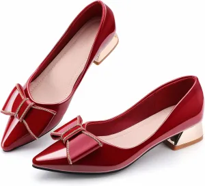 Women's Chunky Closed Toe Low Block Heels Work Pumps Comfortable Dress Wedding Shoes for Party Office