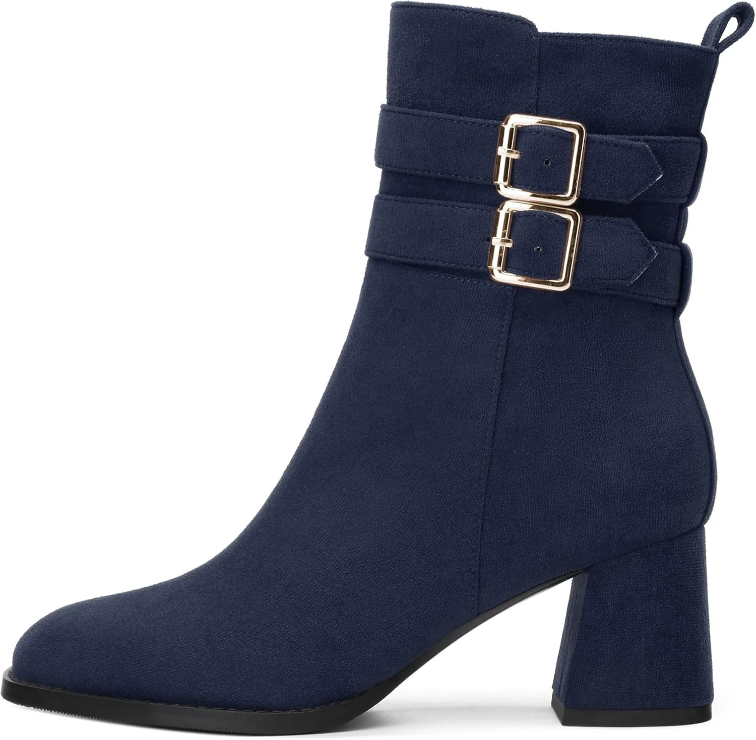 Womens Chunky High Heel Boots - Zip Up, Square Toe, Ankle Booties,Simple Classic Mid Heel Shoes for Women2.5in