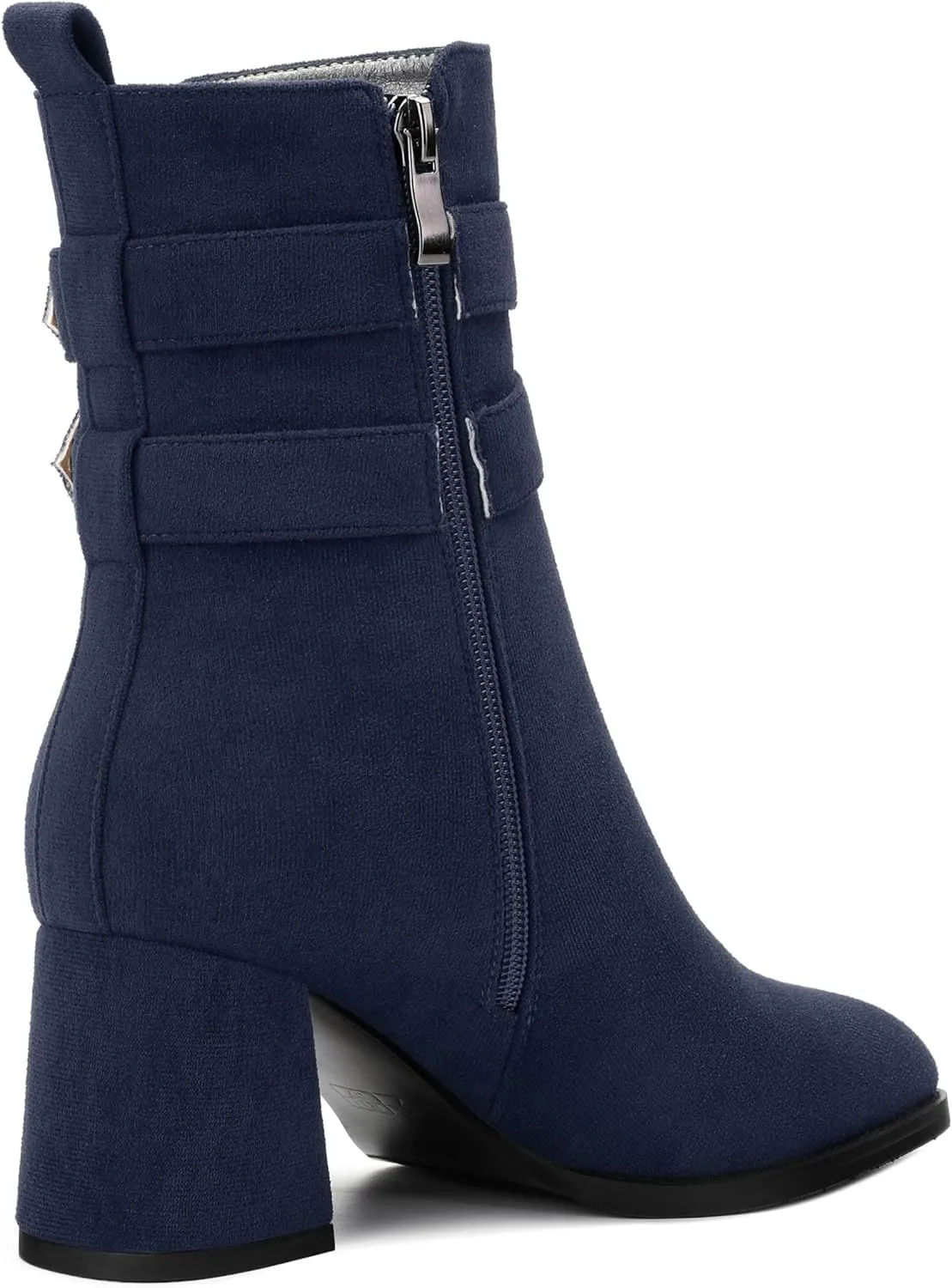 Womens Chunky High Heel Boots - Zip Up, Square Toe, Ankle Booties,Simple Classic Mid Heel Shoes for Women2.5in