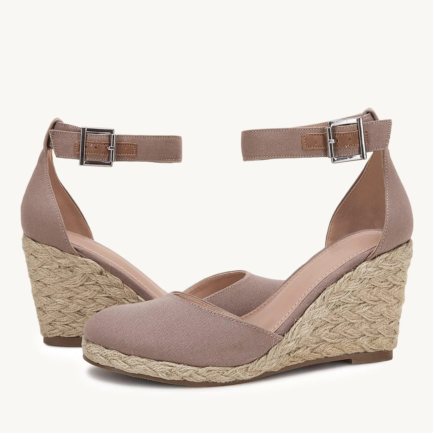 Womens Closed Toe Espadrilles Wedges Shoes Platform Heel Ankle Strap Buckle Dress Sandals