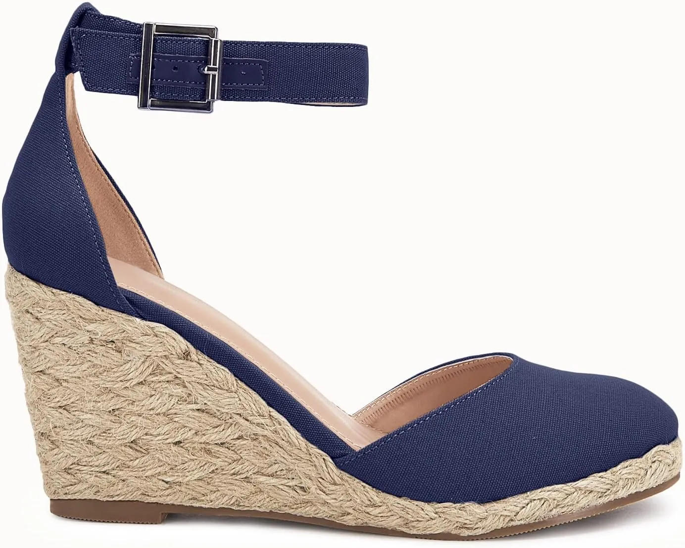 Womens Closed Toe Espadrilles Wedges Shoes Platform Heel Ankle Strap Buckle Dress Sandals