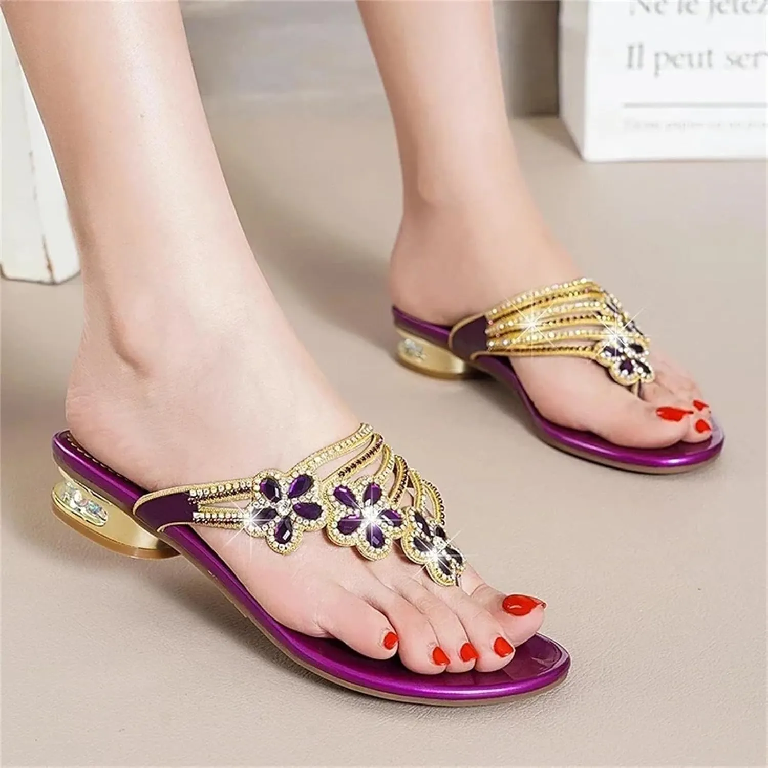 Women's Dignified elegance Open Toe Summer Slides - Outdoor Evening Flip-Flop