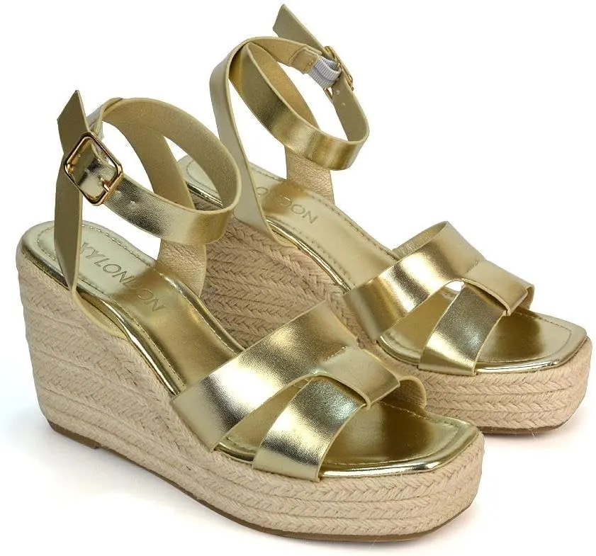 Womens Espadrille Wedge Heel Sandals Ladies Ankle Strap Summer Casual Platform Shoes Size 5-10
