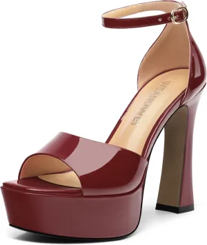Women's Fashion High Heel Square Toe Platform Sandals, Open Toe Ankle Strap Sandals for women, Elegant and Comfortable Date Party Banquet Dress Shoes