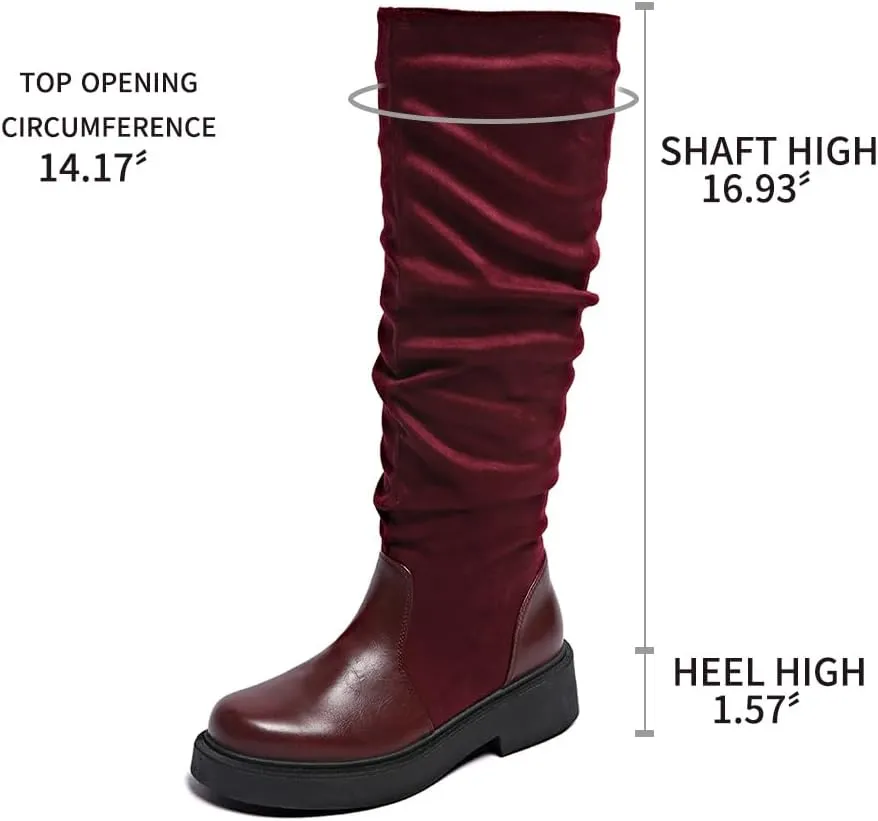Women's Fashionable Chunky Heel Riding Boots with Side Zipper -Durable & Stylish